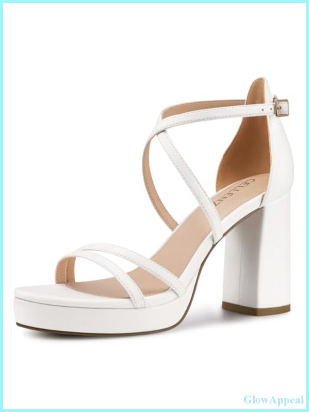 Women's Platform Heels 3.4 Inch Block Heel Ankle Strap Open Toe Dressy Sandals